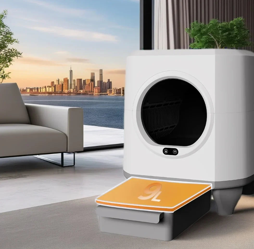 KFX-185491 Large Capacity Self-Cleaning Cat Litter Box with Smart App Control for Multiple Cats - 90L Total Closed Design
