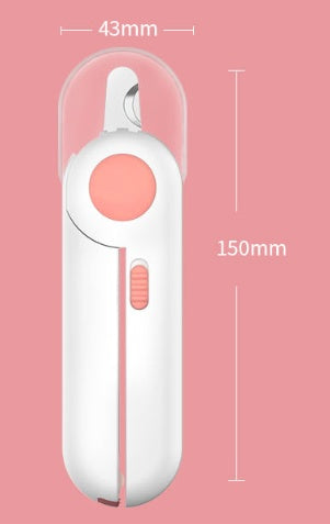 KFX-1855293 LED Pet Nail Clipper with Stainless Steel Blades - Blue/Pink, Battery Operated, for Safe Nail Trimming