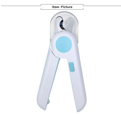 KFX-1855293 LED Pet Nail Clipper with Stainless Steel Blades - Blue/Pink, Battery Operated, for Safe Nail Trimming