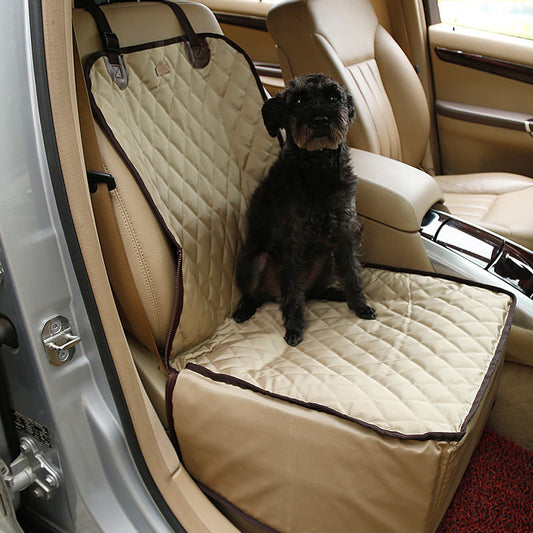 KFX-1856317 Luxury Waterproof Pet Car Mat for Front Seat - Thickened Nylon, 45x45x58cm, Available in Black, Gray, Champagne Apricot