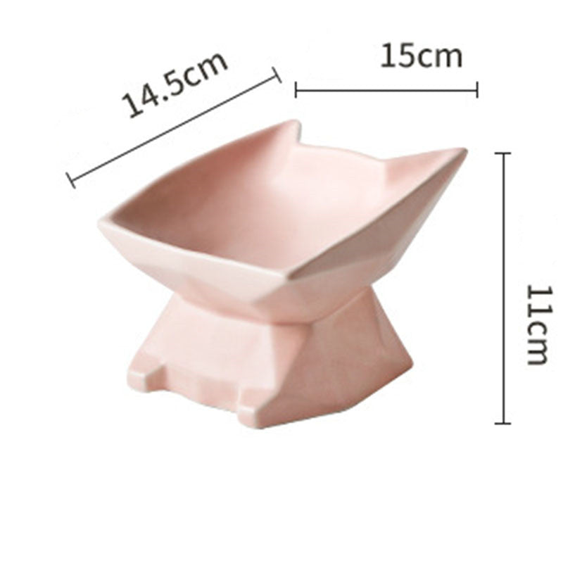 KFX-1857469 Creative Cat-Shaped Ceramic Food Bowl in Multiple Colors for Cats