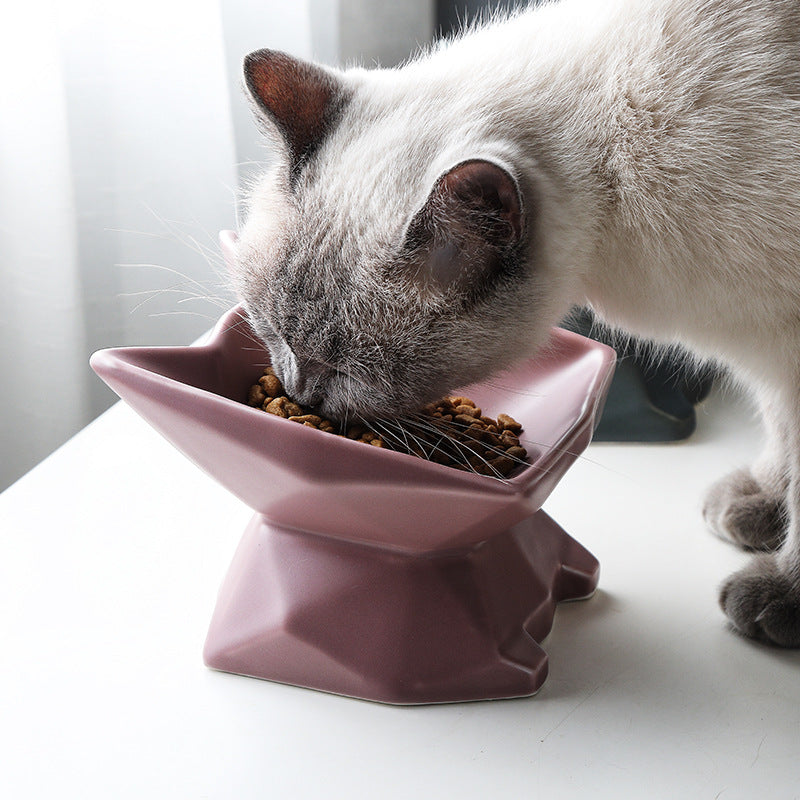 KFX-1857469 Creative Cat-Shaped Ceramic Food Bowl in Multiple Colors for Cats