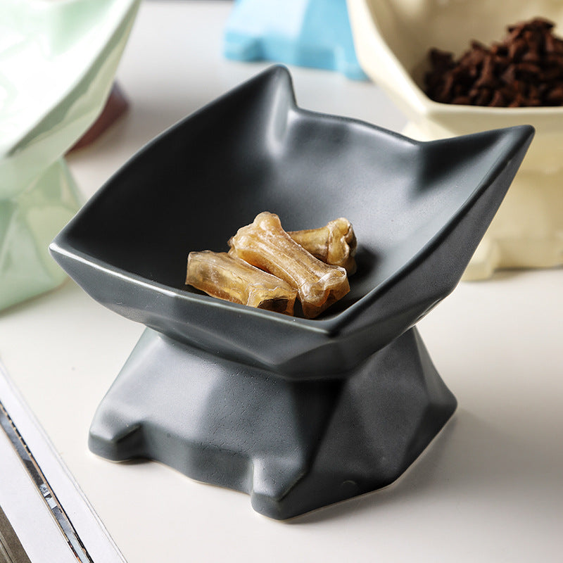 KFX-1857469 Creative Cat-Shaped Ceramic Food Bowl in Multiple Colors for Cats