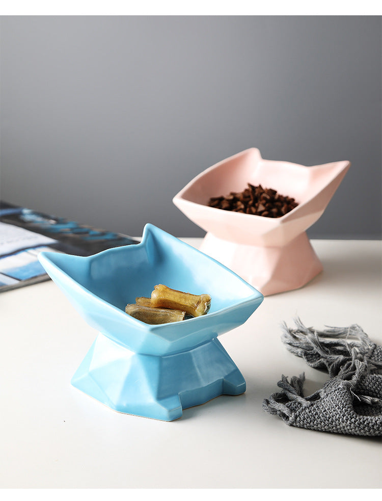 KFX-1857469 Creative Cat-Shaped Ceramic Food Bowl in Multiple Colors for Cats