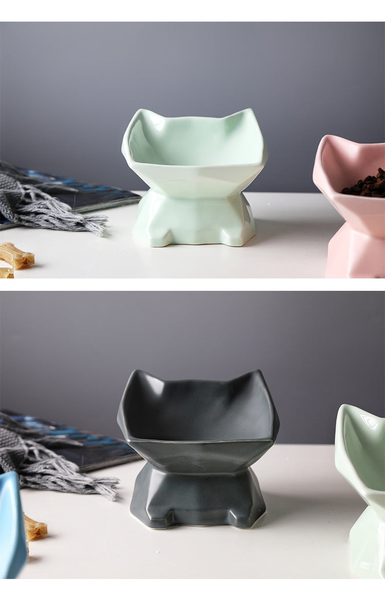 KFX-1857469 Creative Cat-Shaped Ceramic Food Bowl in Multiple Colors for Cats
