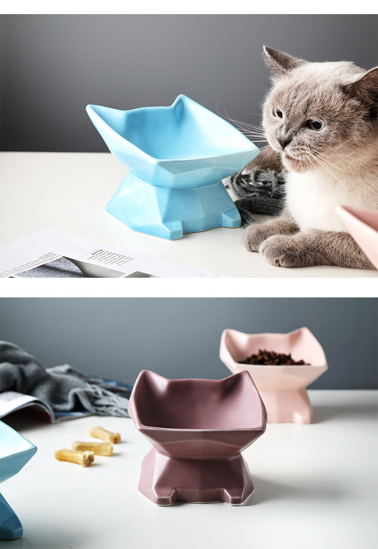 KFX-1857469 Creative Cat-Shaped Ceramic Food Bowl in Multiple Colors for Cats