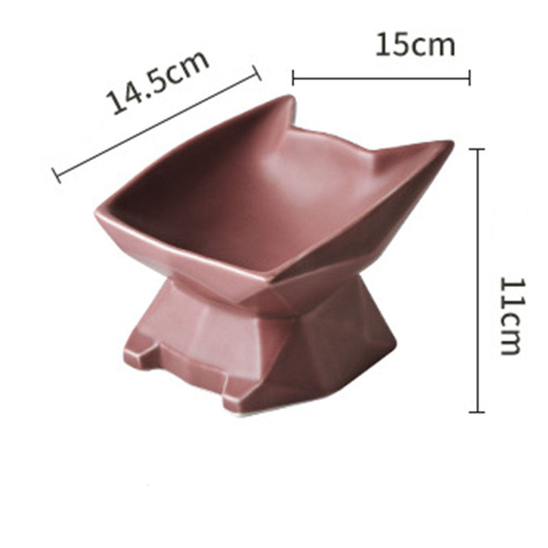 KFX-1857469 Creative Cat-Shaped Ceramic Food Bowl in Multiple Colors for Cats