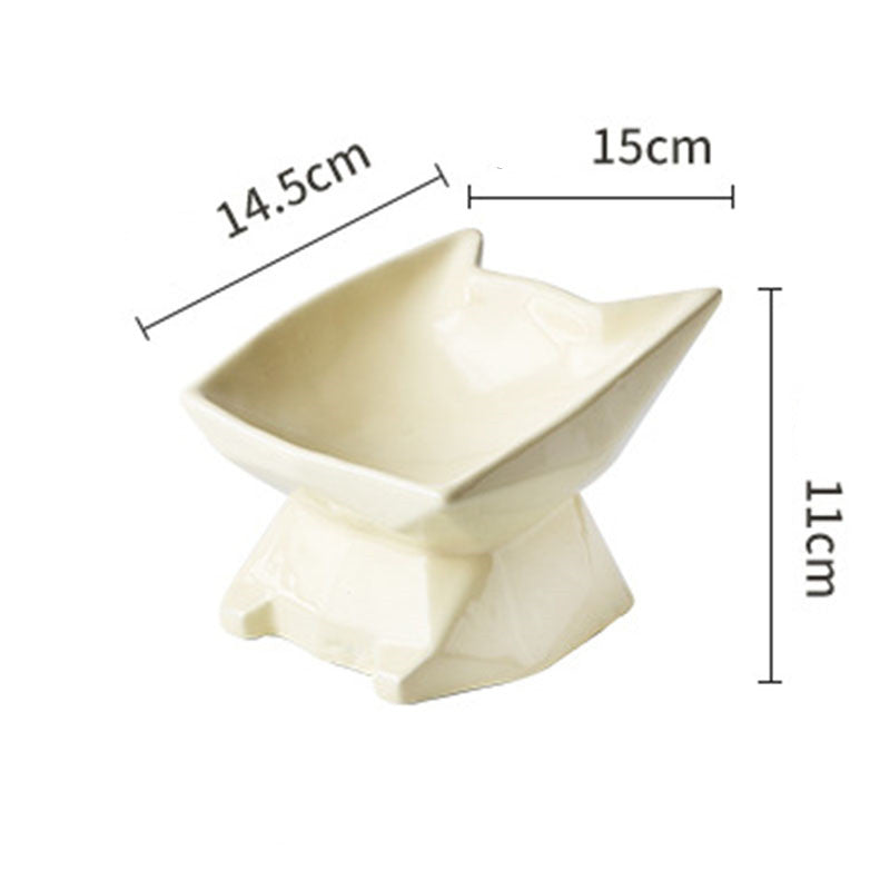 KFX-1857469 Creative Cat-Shaped Ceramic Food Bowl in Multiple Colors for Cats