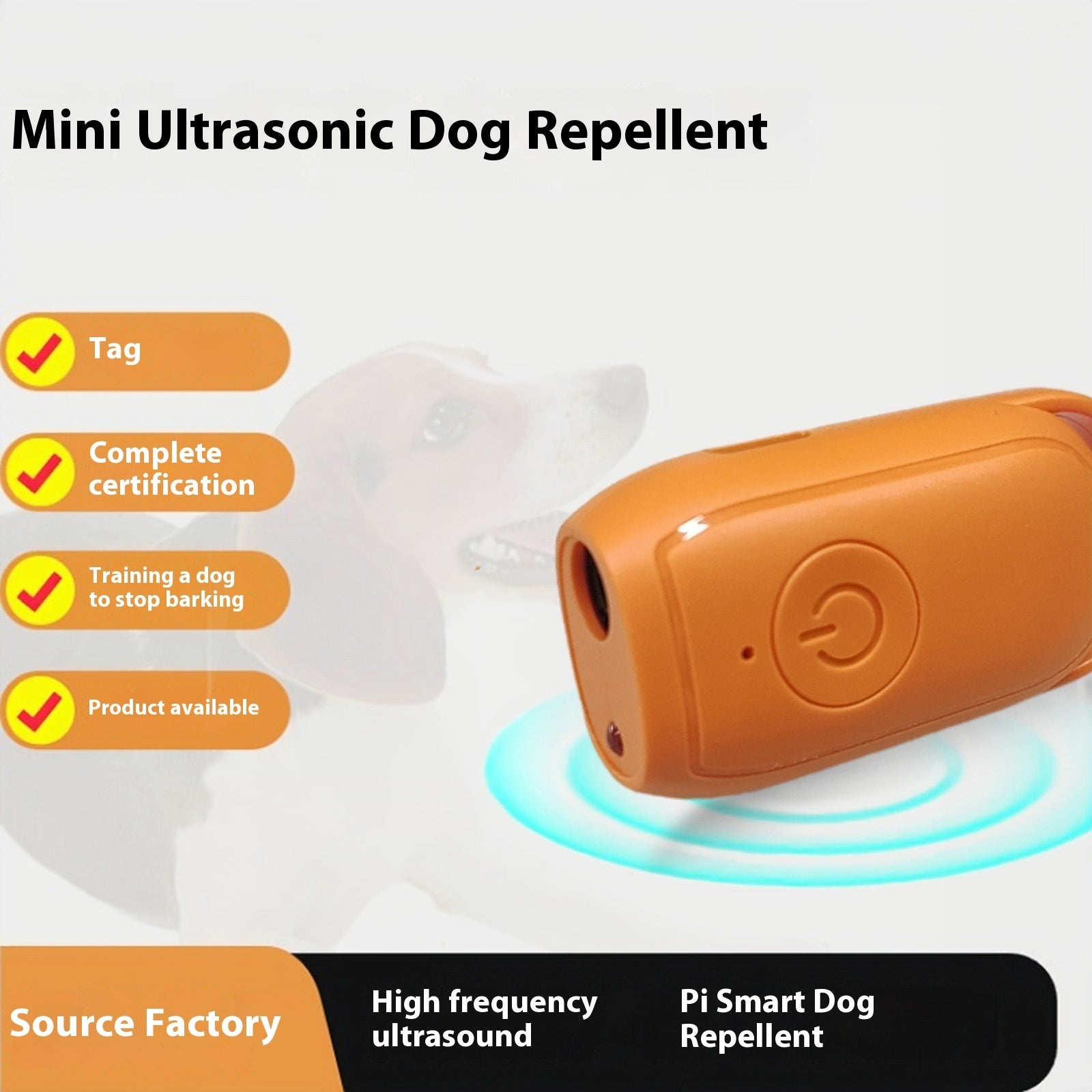 KFX-1858109 Mini Ultrasonic Dog Dispeller with Lanyard and Data Cable