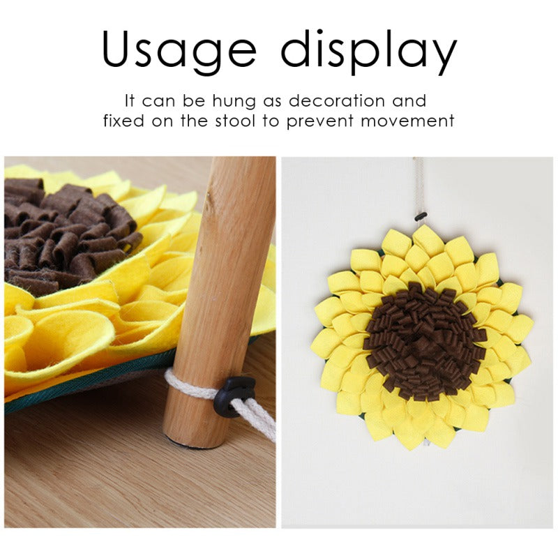 KFX-1858749 Non-Slip Sunflower Snuffle Mat for Dogs - Washable Fleece Slow Feeder for Nosework Training and Stress Relief