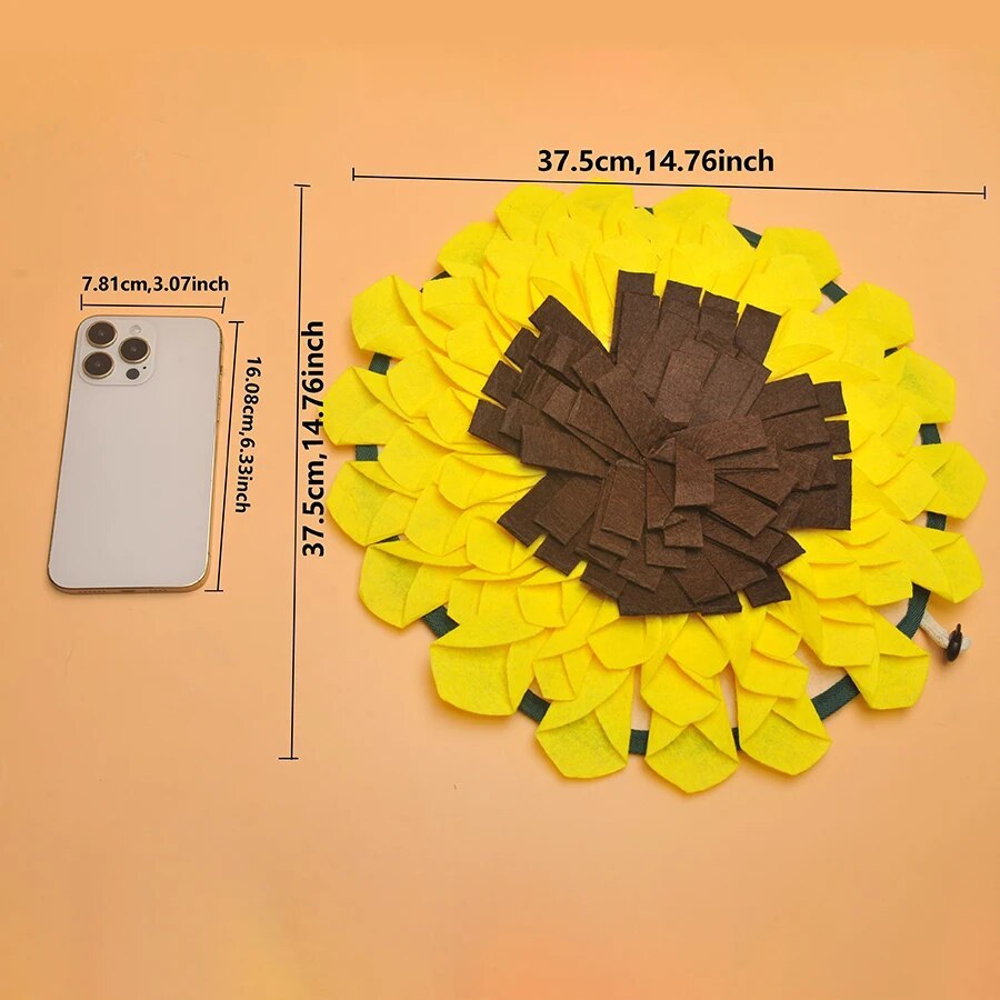 KFX-1858749 Non-Slip Sunflower Snuffle Mat for Dogs - Washable Fleece Slow Feeder for Nosework Training and Stress Relief