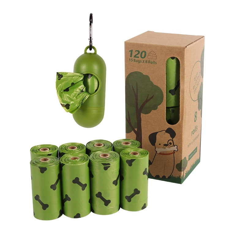 KFX-1859517 Degradable Dog Poop Bags - 18 Rolls in Military Green with Black Bone Design