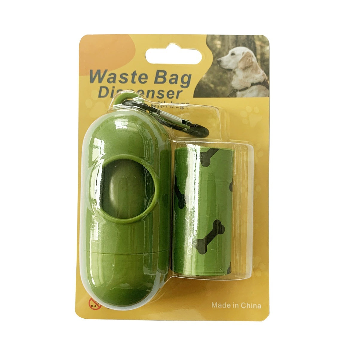 KFX-1859517 Degradable Dog Poop Bags - 18 Rolls in Military Green with Black Bone Design