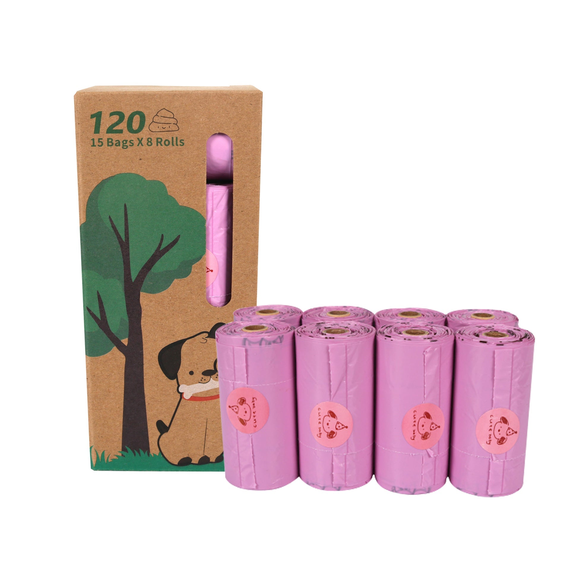KFX-1859517 Degradable Dog Poop Bags - 18 Rolls in Military Green with Black Bone Design