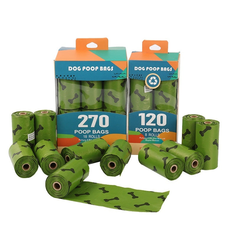 KFX-1859517 Degradable Dog Poop Bags - 18 Rolls in Military Green with Black Bone Design