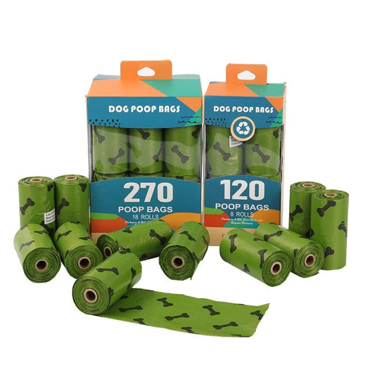 KFX-1859517 Degradable Dog Poop Bags - 18 Rolls in Military Green with Black Bone Design