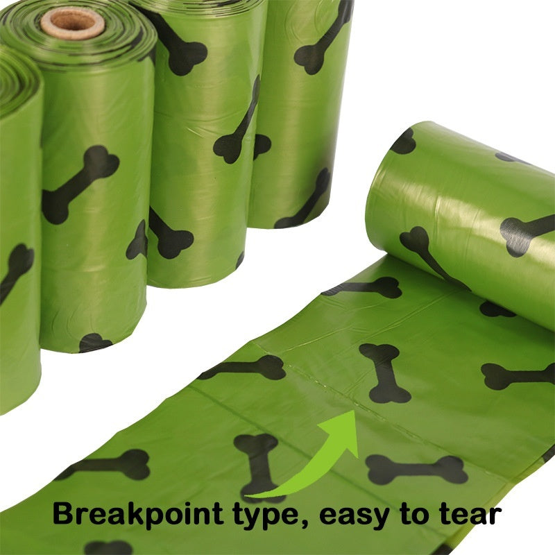 KFX-1859517 Degradable Dog Poop Bags - 18 Rolls in Military Green with Black Bone Design