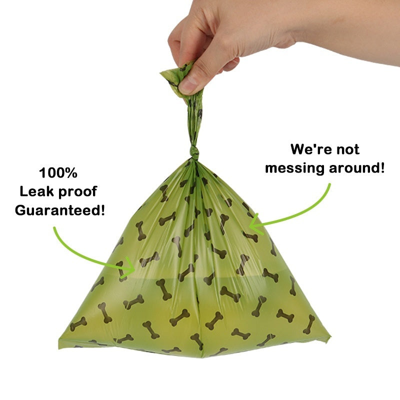 KFX-1859517 Degradable Dog Poop Bags - 18 Rolls in Military Green with Black Bone Design