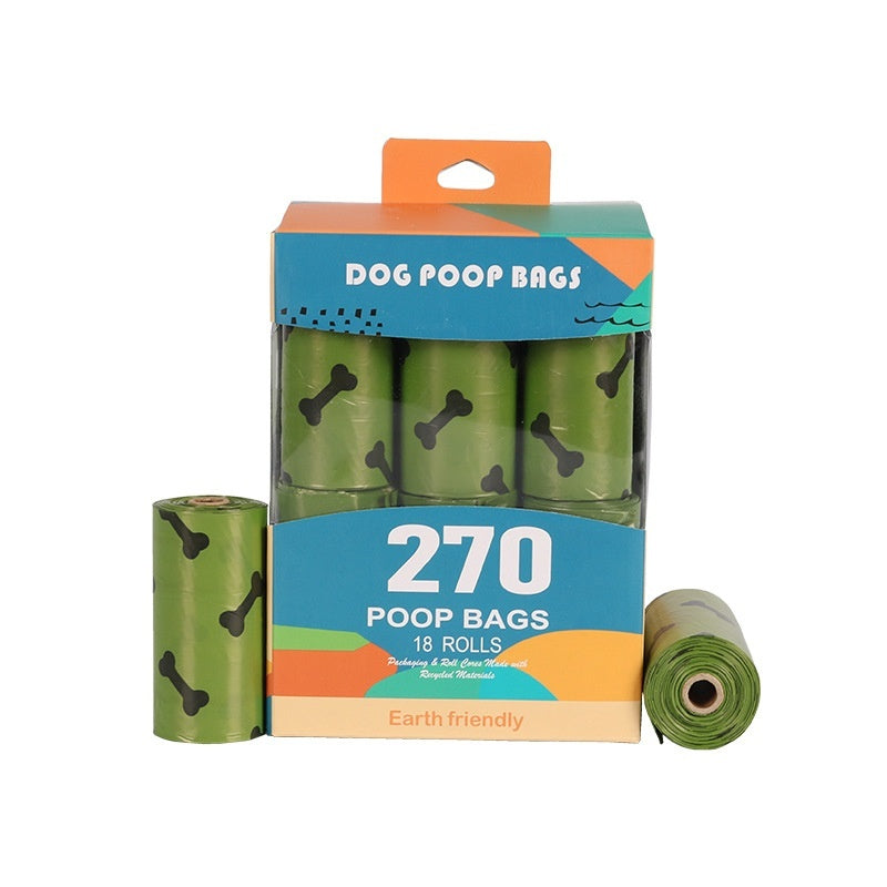KFX-1859517 Degradable Dog Poop Bags - 18 Rolls in Military Green with Black Bone Design