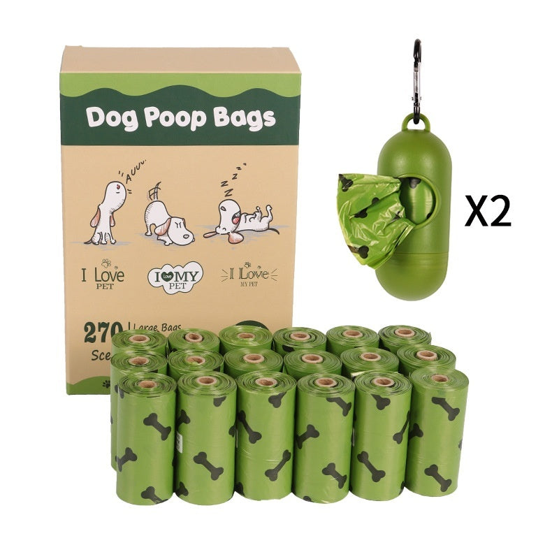 KFX-1859517 Degradable Dog Poop Bags - 18 Rolls in Military Green with Black Bone Design