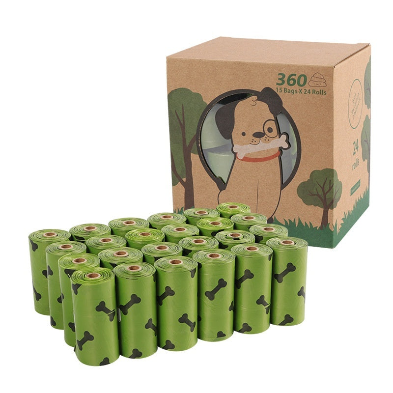 KFX-1859517 Degradable Dog Poop Bags - 18 Rolls in Military Green with Black Bone Design