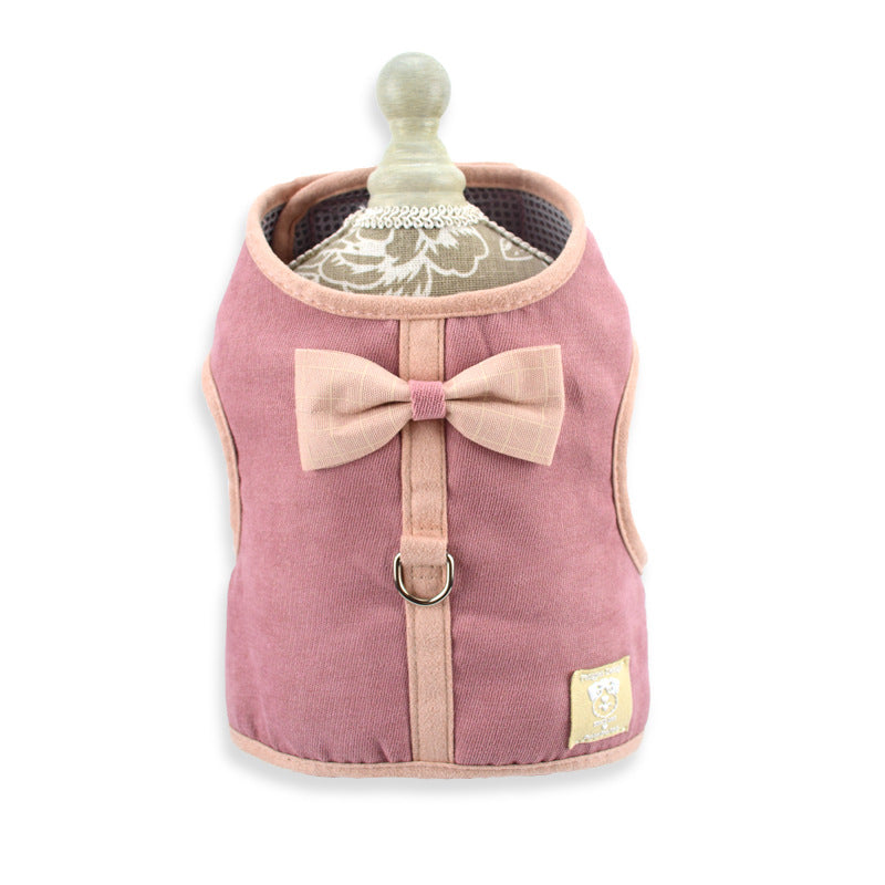 KFX-1859645 Korean Style Grid Pet Harness for Small and Medium Dogs with Hand Holding Rope - Available in Blue, Brown, Pink, Gray