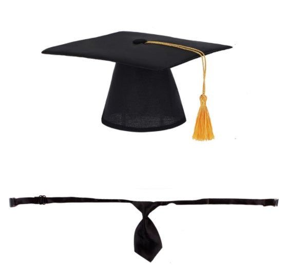 KFX-1862077 Dog Graduation Cap and Adjustable Tie Set for Small and Medium Pets