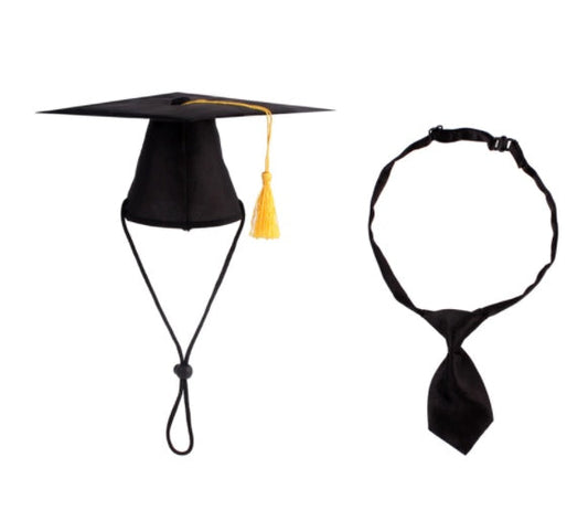KFX-1862077 Dog Graduation Cap and Adjustable Tie Set for Small and Medium Pets