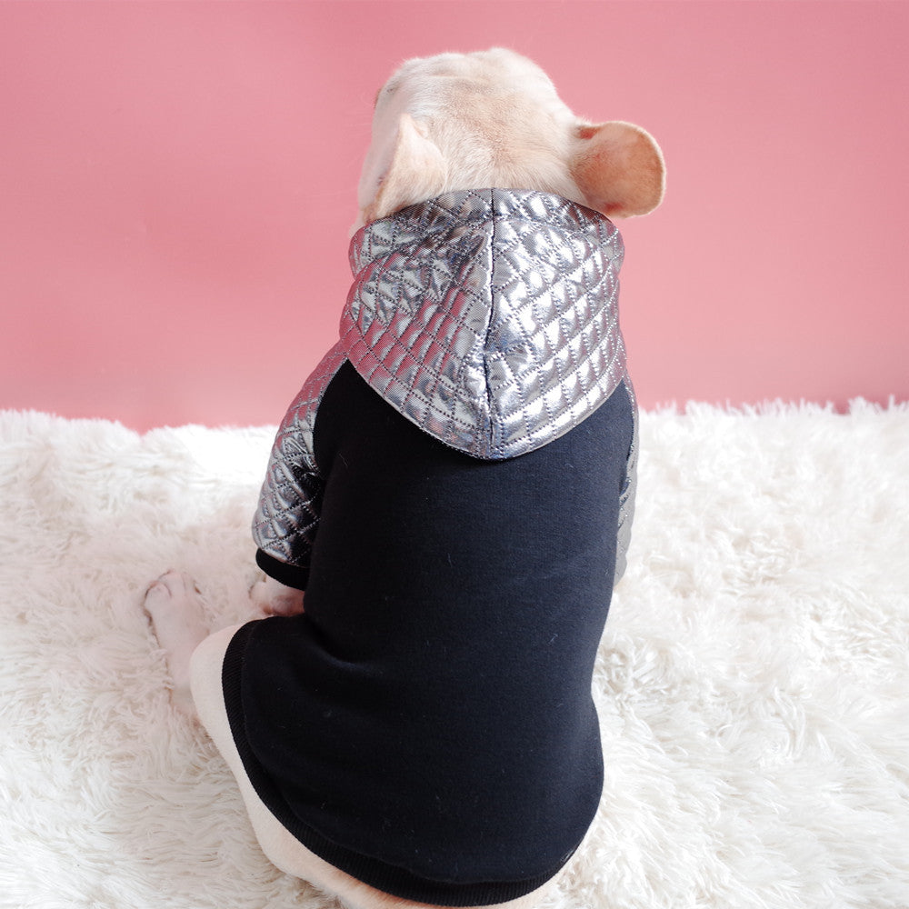 KFX-1862333 Cozy Black and Silver Plus Velvet Sweater for Dogs
