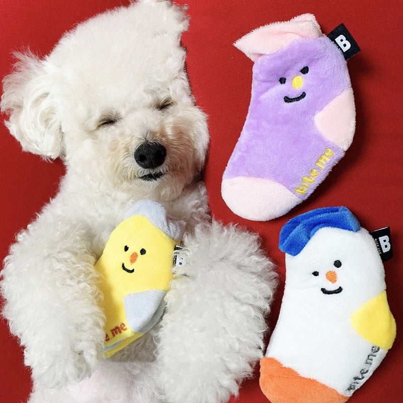 KFX-1863869 Pet Interactive Socks Toy Set for Dogs - 3 Pieces with Sound Paper and Tibetan Food