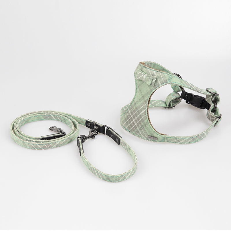 KFX-1865021 Stylish Cotton Fabric Dog Leash with Chest Strap for Small to Medium Breeds