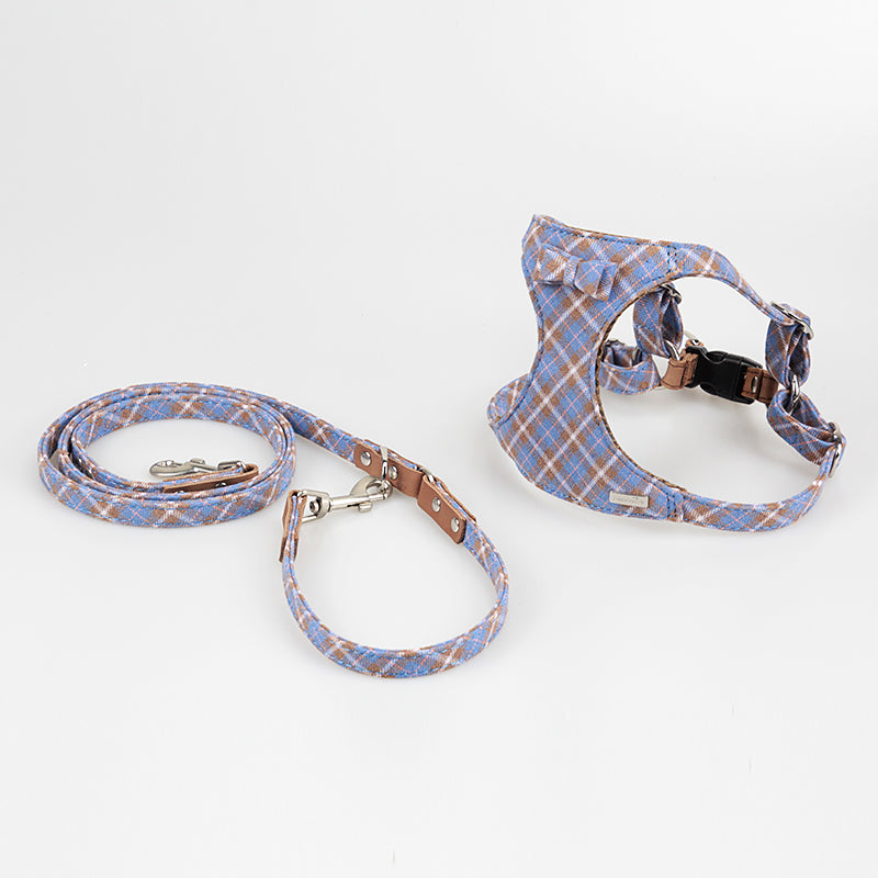 KFX-1865021 Stylish Cotton Fabric Dog Leash with Chest Strap for Small to Medium Breeds