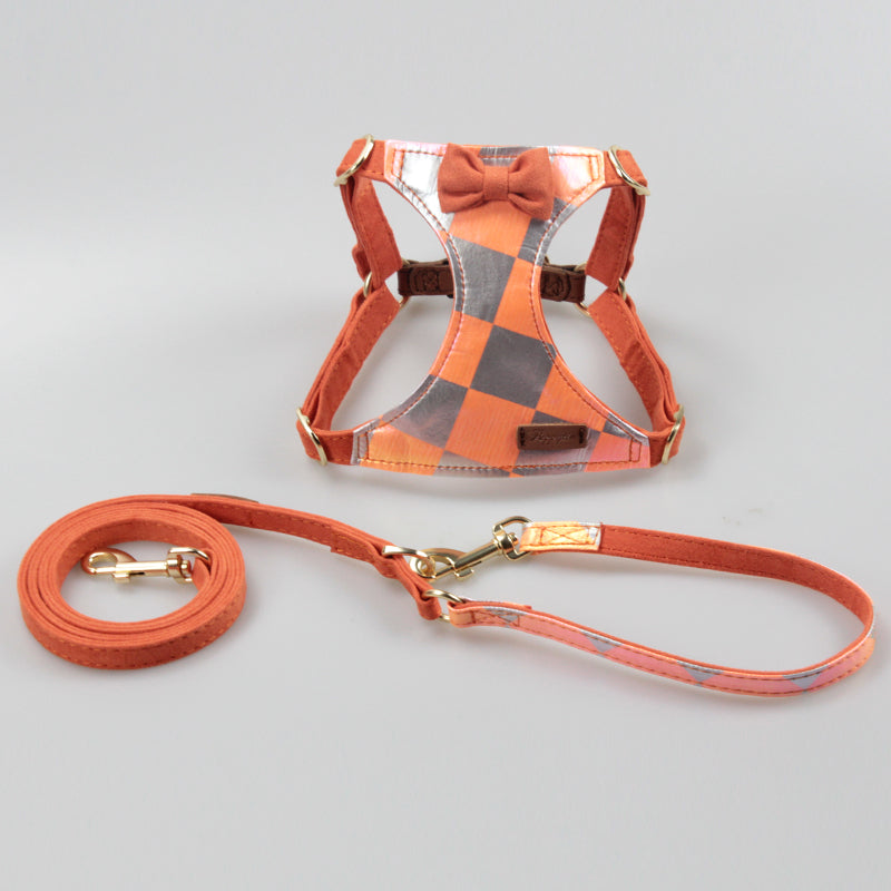 KFX-1865021 Stylish Cotton Fabric Dog Leash with Chest Strap for Small to Medium Breeds