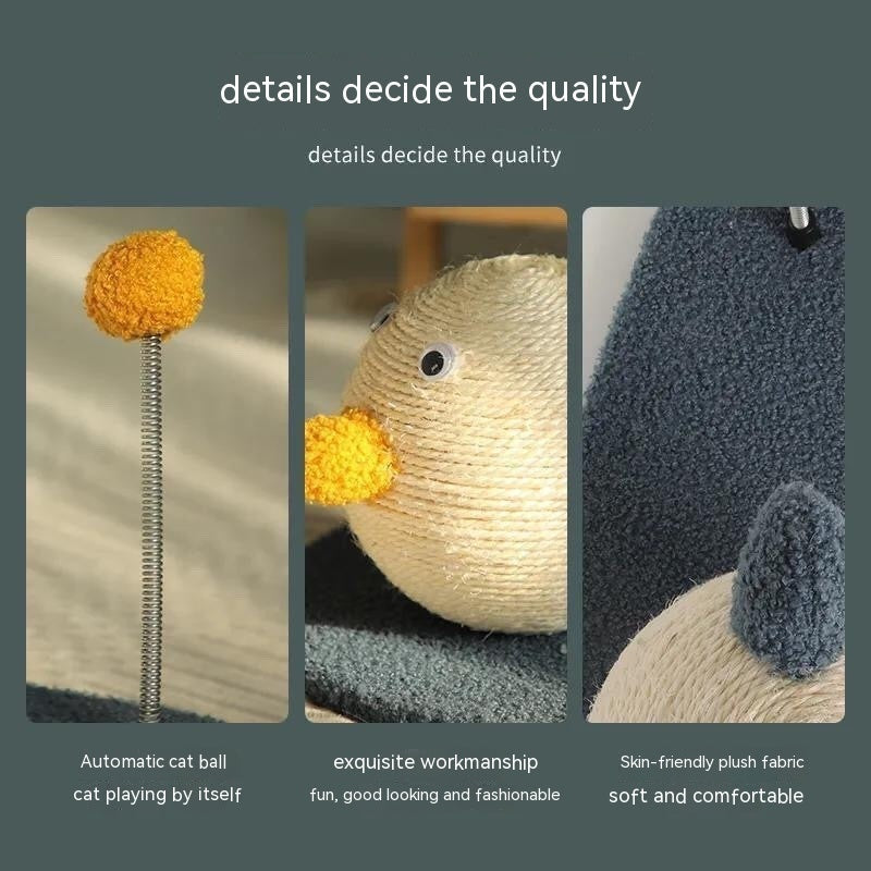 KFX-1866301 Cute Duck Wooden Cat Scratch Board and Grasping Ball Set for Cats