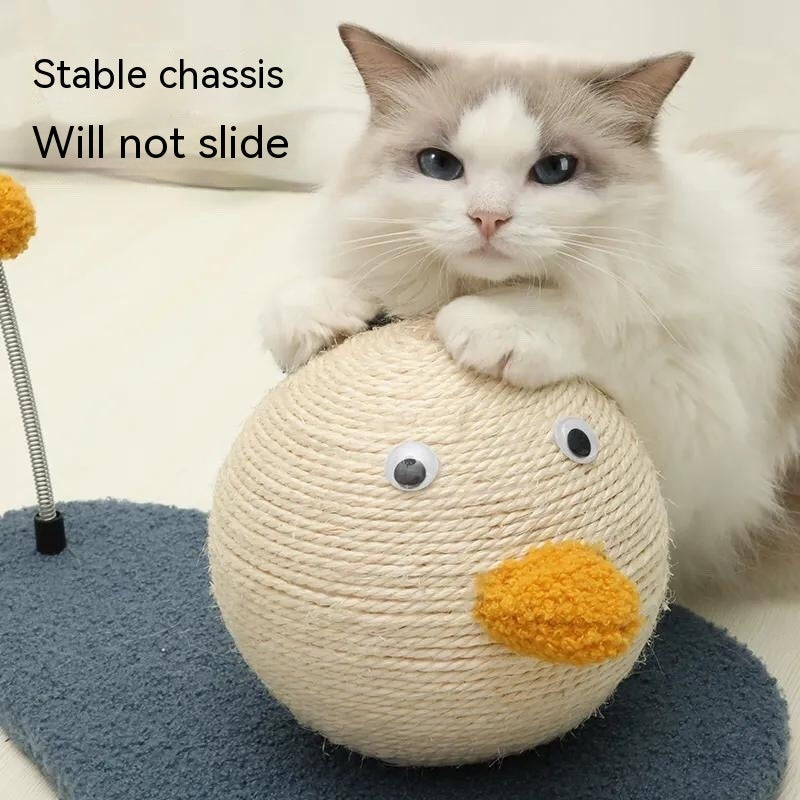KFX-1866301 Cute Duck Wooden Cat Scratch Board and Grasping Ball Set for Cats