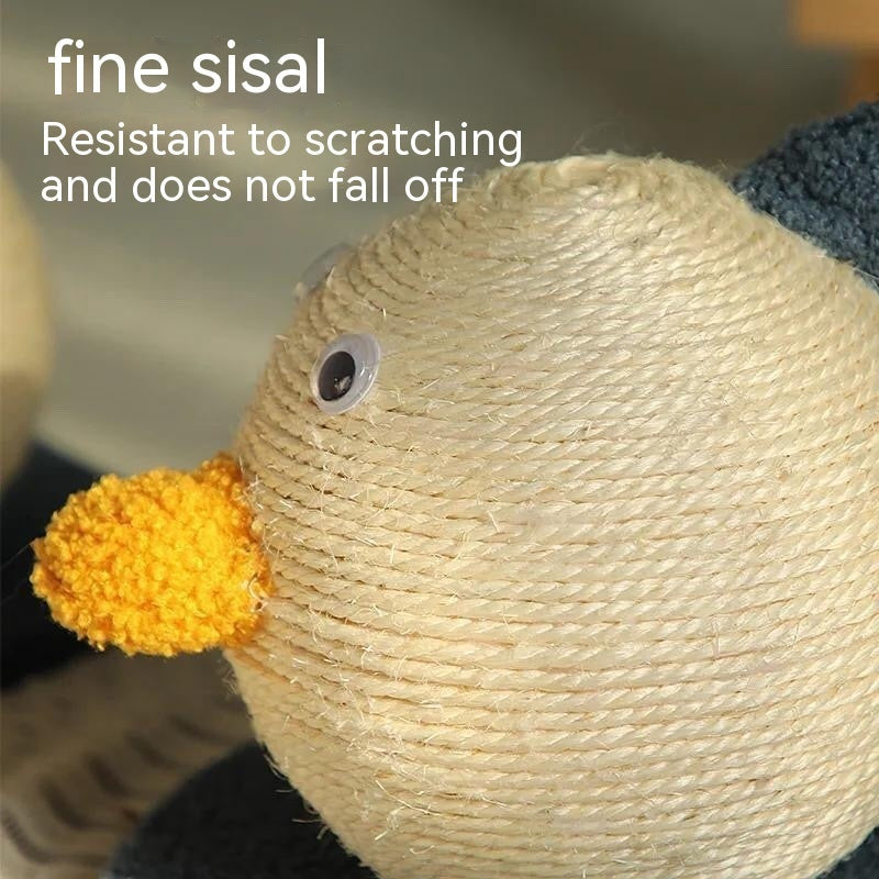 KFX-1866301 Cute Duck Wooden Cat Scratch Board and Grasping Ball Set for Cats