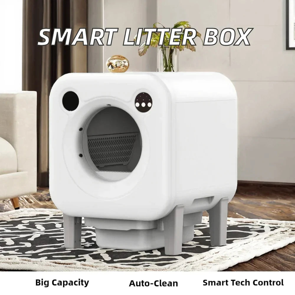 KFX-186643 Automatic Cat Litter Box with Large 10kg Capacity and Easy Clean Design, Durable Plastic Construction