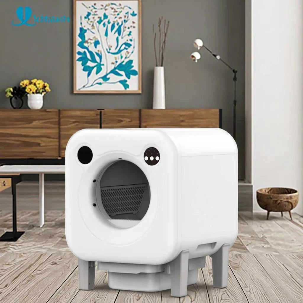 KFX-186643 Automatic Cat Litter Box with Large 10kg Capacity and Easy Clean Design, Durable Plastic Construction