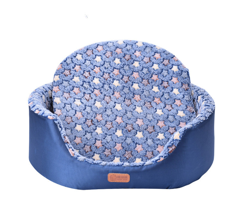 KFX-1867069 Universal Washable Oval Fossa Pet Bed for Small to Medium Dogs and Cats, Double-Strand Nylon with Oxford Cloth Jacket