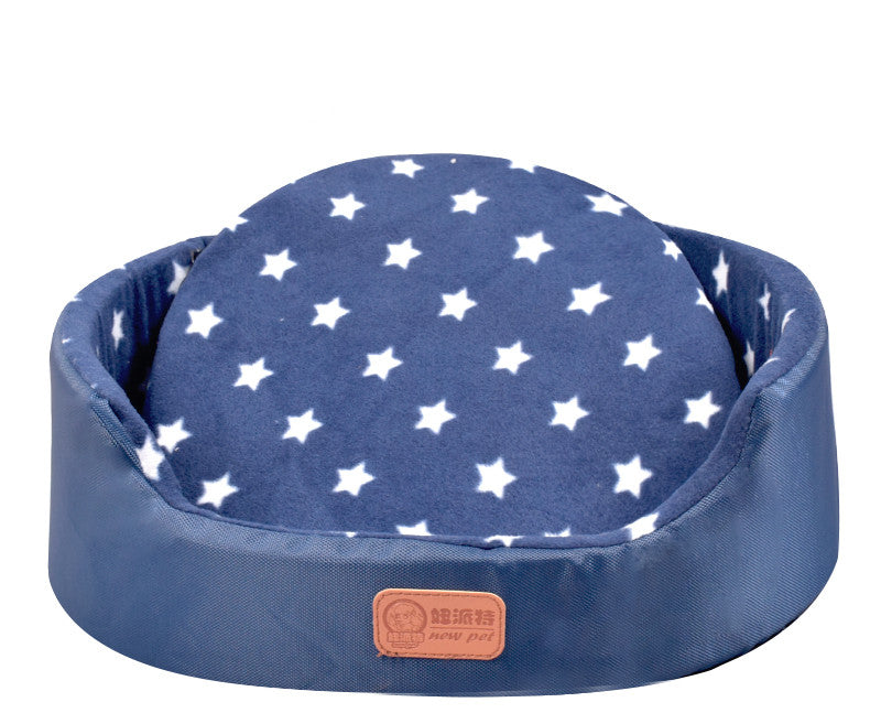 KFX-1867069 Universal Washable Oval Fossa Pet Bed for Small to Medium Dogs and Cats, Double-Strand Nylon with Oxford Cloth Jacket