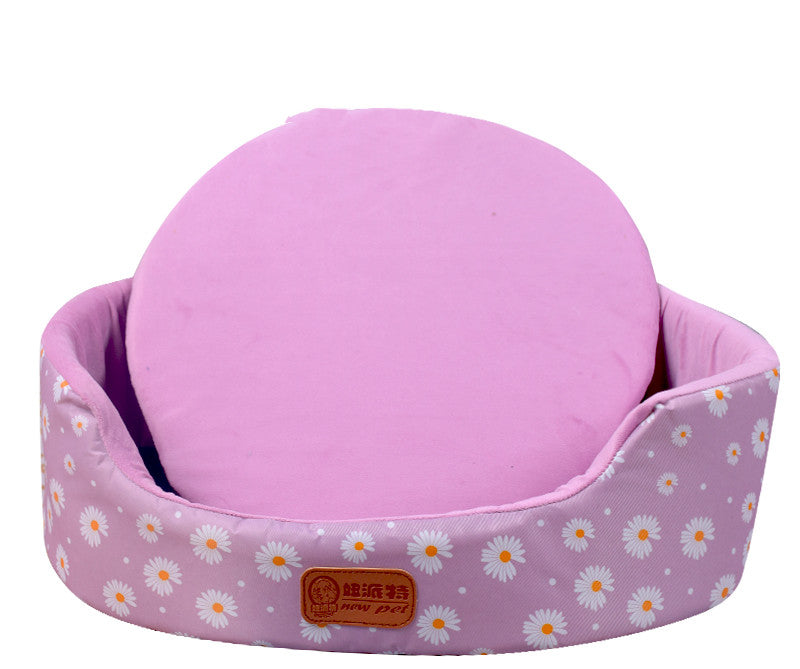 KFX-1867069 Universal Washable Oval Fossa Pet Bed for Small to Medium Dogs and Cats, Double-Strand Nylon with Oxford Cloth Jacket