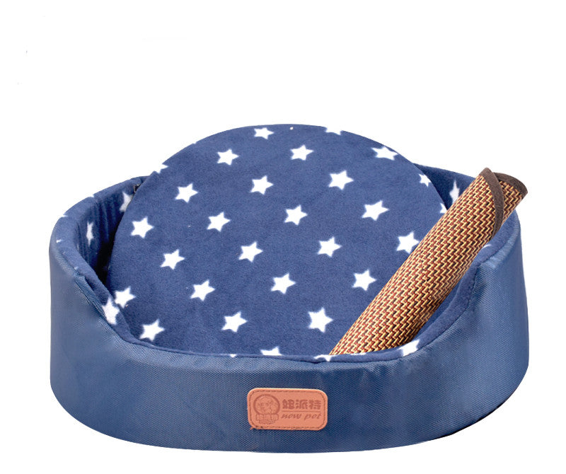 KFX-1867069 Universal Washable Oval Fossa Pet Bed for Small to Medium Dogs and Cats, Double-Strand Nylon with Oxford Cloth Jacket