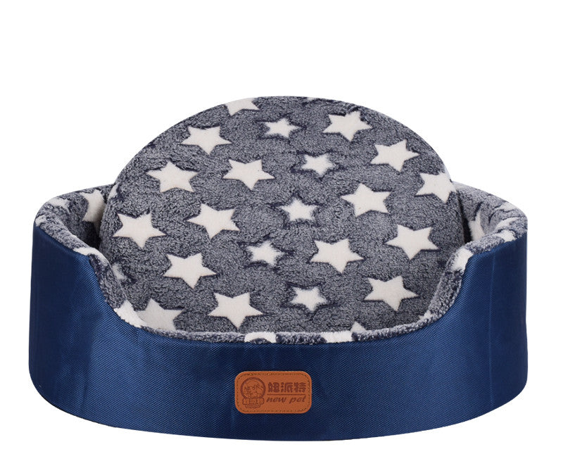 KFX-1867069 Universal Washable Oval Fossa Pet Bed for Small to Medium Dogs and Cats, Double-Strand Nylon with Oxford Cloth Jacket