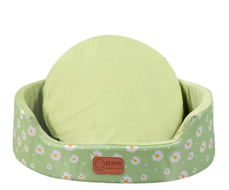 KFX-1867069 Universal Washable Oval Fossa Pet Bed for Small to Medium Dogs and Cats, Double-Strand Nylon with Oxford Cloth Jacket