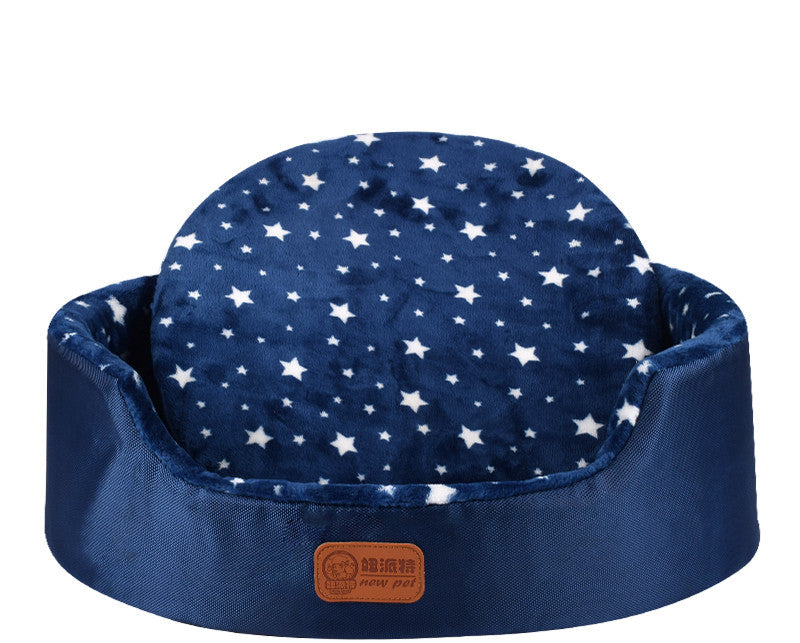 KFX-1867069 Universal Washable Oval Fossa Pet Bed for Small to Medium Dogs and Cats, Double-Strand Nylon with Oxford Cloth Jacket