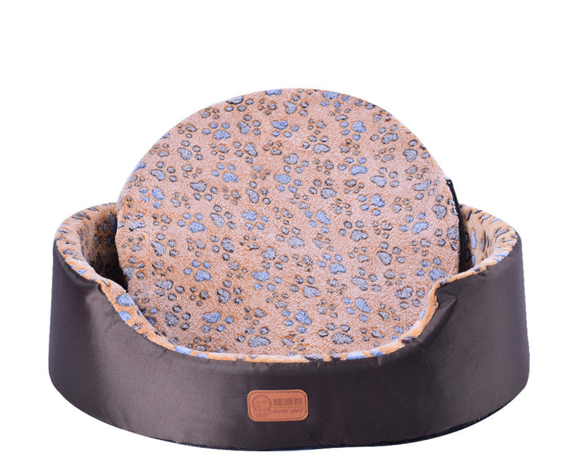 KFX-1867069 Universal Washable Oval Fossa Pet Bed for Small to Medium Dogs and Cats, Double-Strand Nylon with Oxford Cloth Jacket
