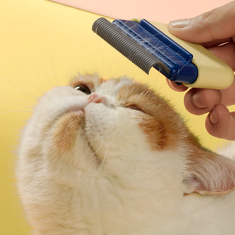 KFX-1868605 Pet Hair Removal Comb in Sunshine Orange Cream Powder with ABS and Stainless Steel Blades