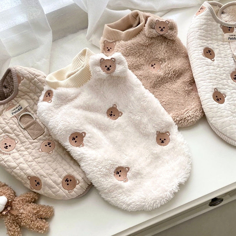 KFX-1869373 Fluffy Cat Jacket with Embroidery in White and Khaki - Various Sizes Available