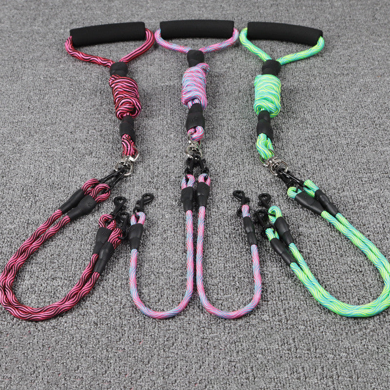 KFX-1872573 Wave Pattern Detachable Traction Rope for Pets - Anti-Winding Nylon Design in Pink, Green, and Rose Red