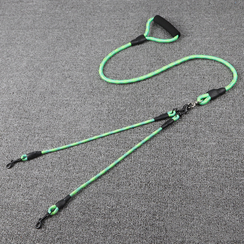 KFX-1872573 Wave Pattern Detachable Traction Rope for Pets - Anti-Winding Nylon Design in Pink, Green, and Rose Red